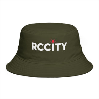 Green bucket hat with 'RCCITY' logo 
