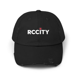 Black cap with 'RCCITY' logo on a white background