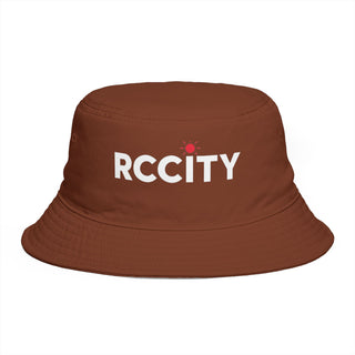 Brown bucket hat with 'RCCITY'