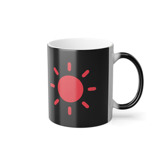 Black mug with a red sun design - RC city