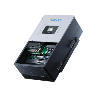 Sol-Ark 30K three-phase hybrid inverter showing enclosure and cooling design