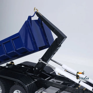 1/14 Scale RC Hydraulic Crane Dump Truck - Remote Control Heavy Duty Hauler with Crane Arm Bucket Dump Lights and Sounds