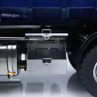 1/14 Scale RC Hydraulic Crane Dump Truck - Remote Control Heavy Duty Hauler with Crane Arm Bucket Dump Lights and Sounds