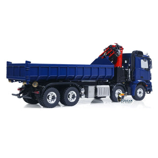 1/14 Scale RC Hydraulic Crane Dump Truck - Remote Control Heavy Duty Hauler with Crane Arm Bucket Dump Lights and Sounds