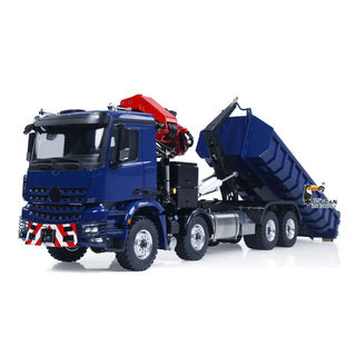 1/14 Scale RC Hydraulic Crane Dump Truck - Remote Control Heavy Duty Hauler with Crane Arm Bucket Dump Lights and Sounds