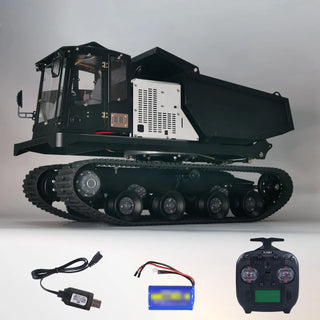 1:14 Scale RC Hydraulic Crawler Dump Truck - Tracked Remote Control Digger with Full Metal Hydraulic Arm Bucket Rotation Lights and Sounds