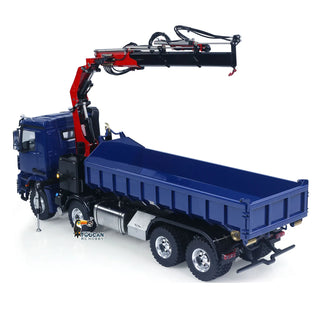1/14 Scale RC Hydraulic Crane Dump Truck - Remote Control Heavy Duty Hauler with Crane Arm Bucket Dump Lights and Sounds