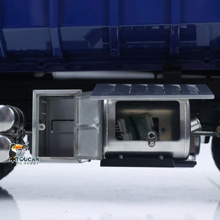 1/14 Scale RC Hydraulic Crane Dump Truck - Remote Control Heavy Duty Hauler with Crane Arm Bucket Dump Lights and Sounds