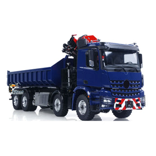 1/14 Scale RC Hydraulic Crane Dump Truck - Remote Control Heavy Duty Hauler with Crane Arm Bucket Dump Lights and Sounds