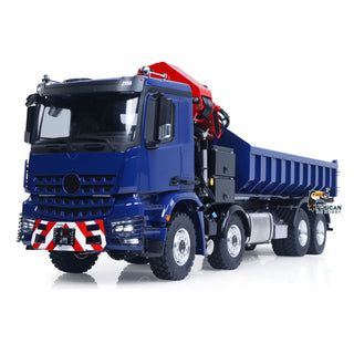 1/14 Scale RC Hydraulic Crane Dump Truck - Remote Control Heavy Duty Hauler with Crane Arm Bucket Dump Lights and Sounds