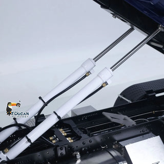 1/14 Scale RC Hydraulic Crane Dump Truck - Remote Control Heavy Duty Hauler with Crane Arm Bucket Dump Lights and Sounds