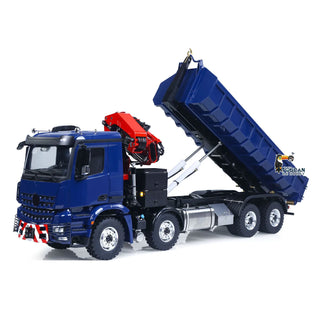 1/14 Scale RC Hydraulic Crane Dump Truck - Remote Control Heavy Duty Hauler with Crane Arm Bucket Dump Lights and Sounds