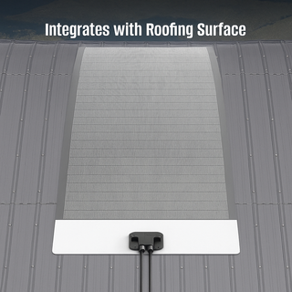 Solar panel integrated with a roofing surface